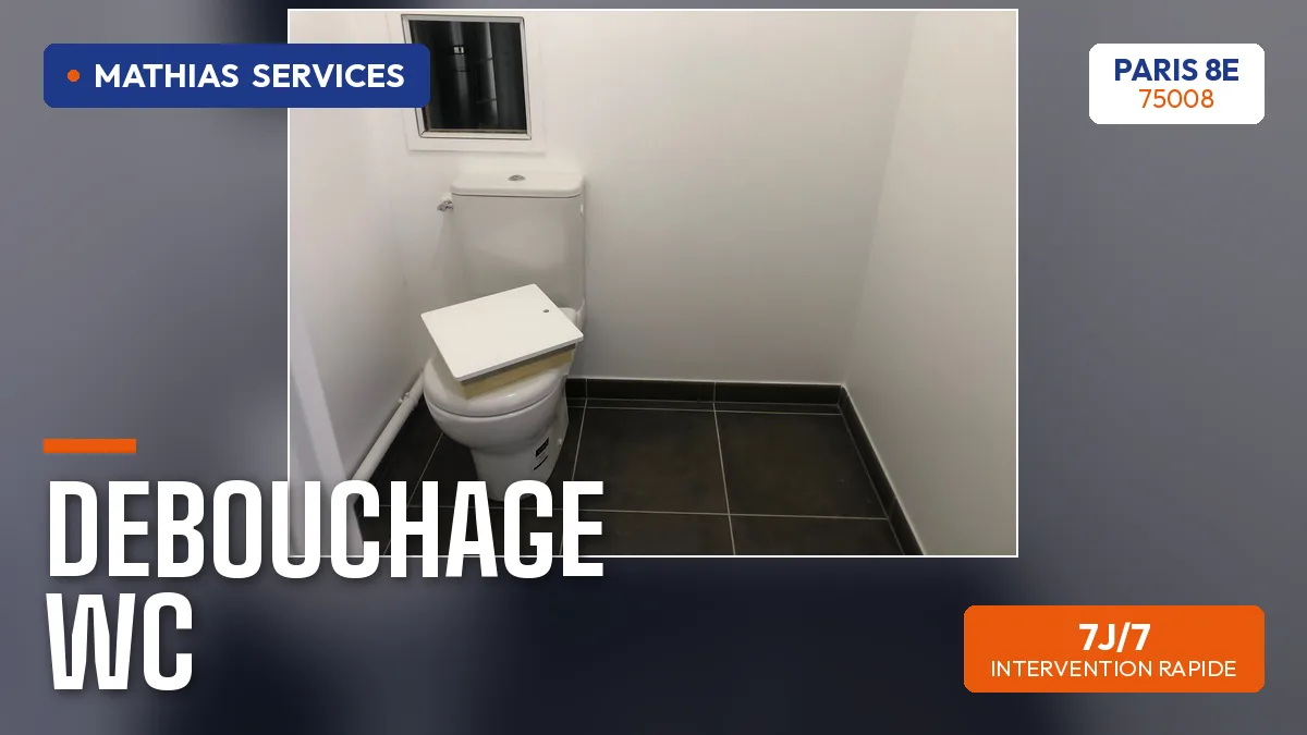WC de local professionnel remis en service après débouchage — chantier réel Mathias Services