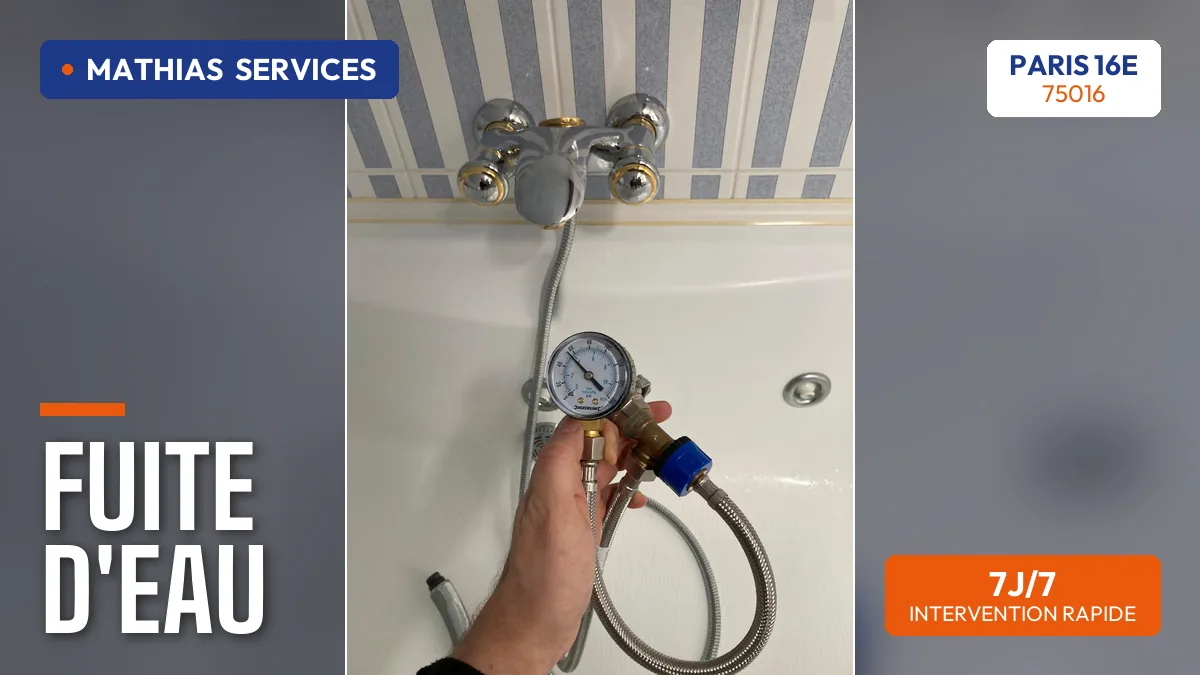 Test de mise en pression au manomètre pour localiser une fuite avant travaux — chantier réel Mathias Services