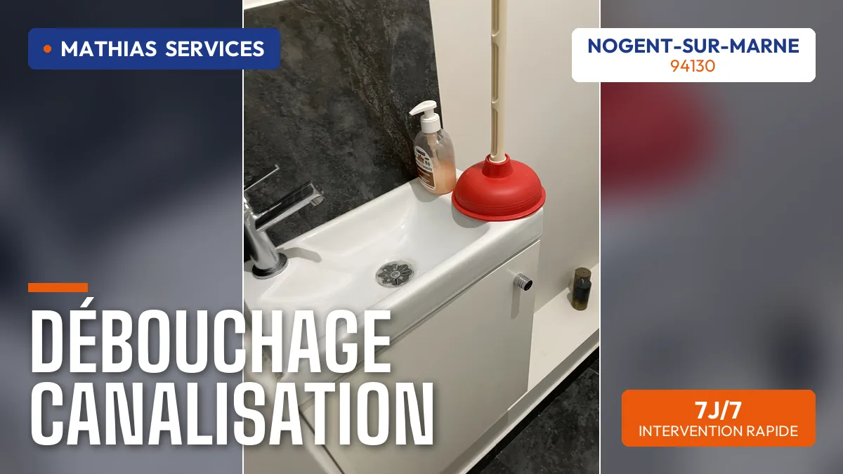 Débouchage d'un lave-mains à la ventouse professionnelle — chantier réel Mathias Services