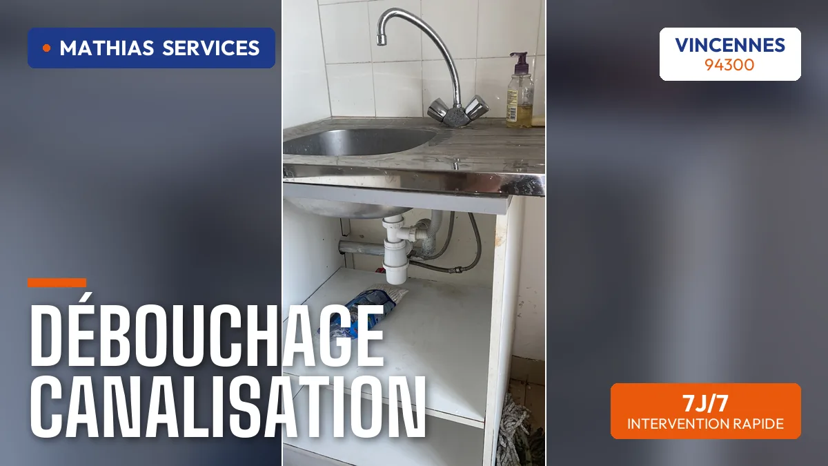 Siphon et évacuation d'évier démontés lors d'un débouchage — chantier réel Mathias Services
